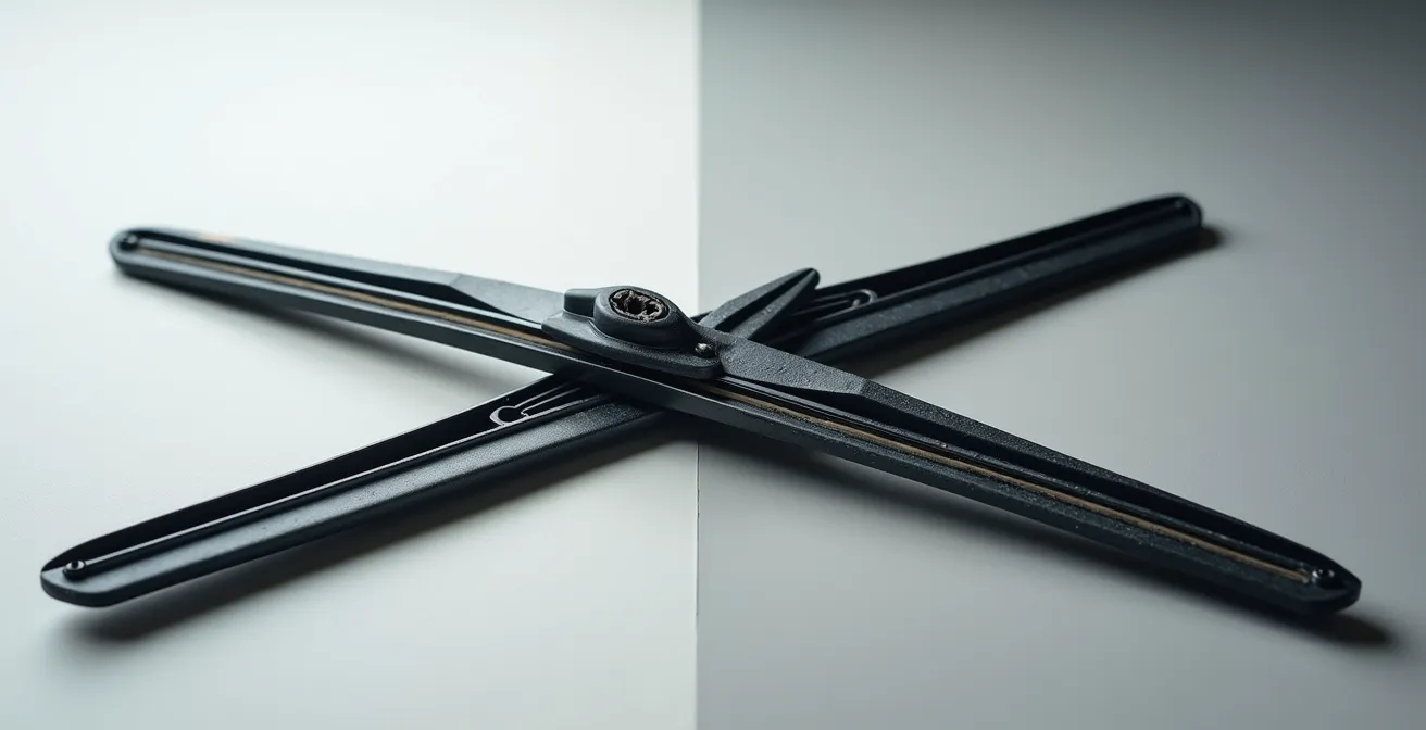 Comparaison visuelle de l'usure entre un balai silicone et caoutchouc après un an
