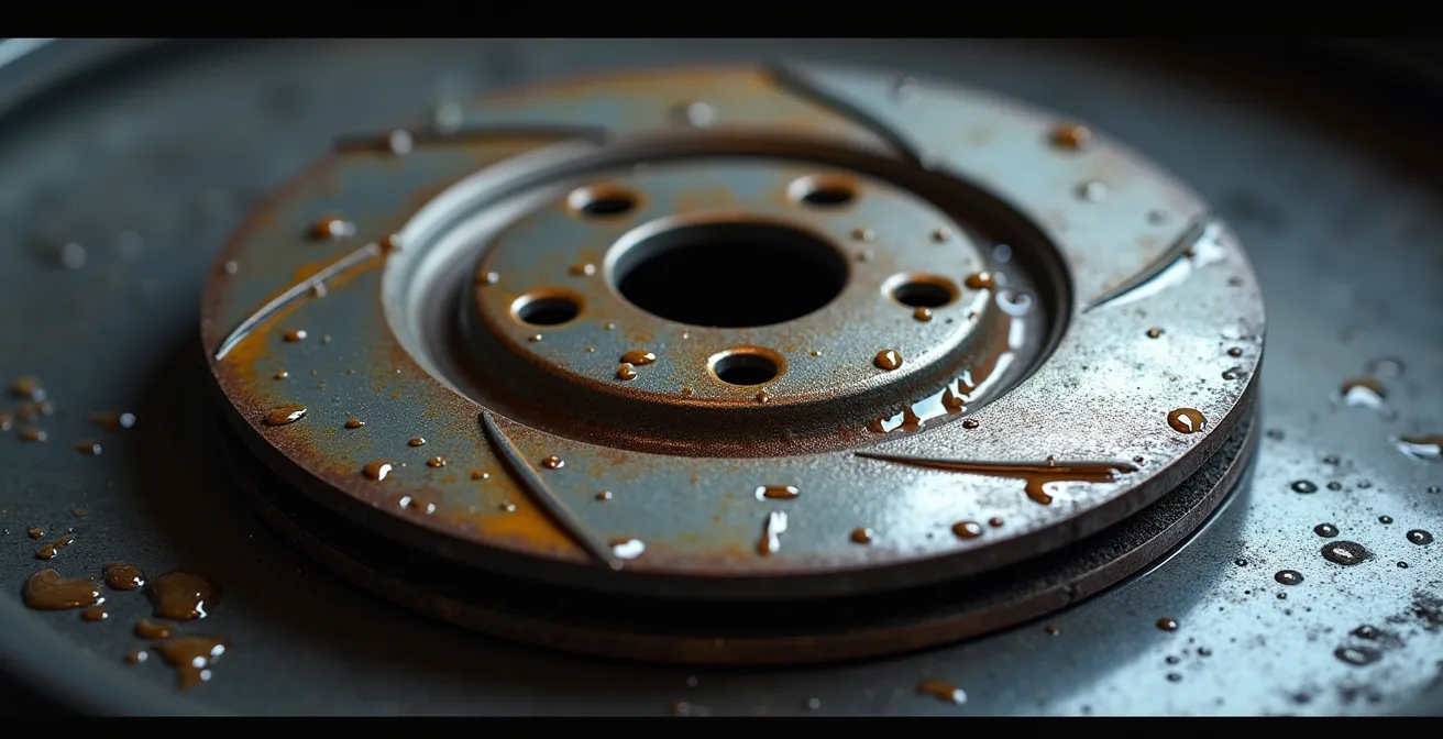 Inspection visuelle d'un cylindre de roue arrière montrant des traces d'humidité