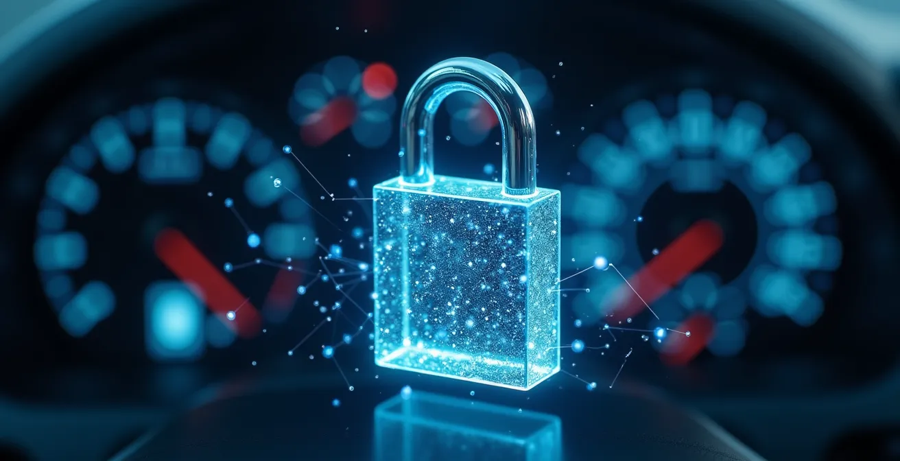 Cadenas numérique symbolisant la protection des données personnelles dans un véhicule connecté